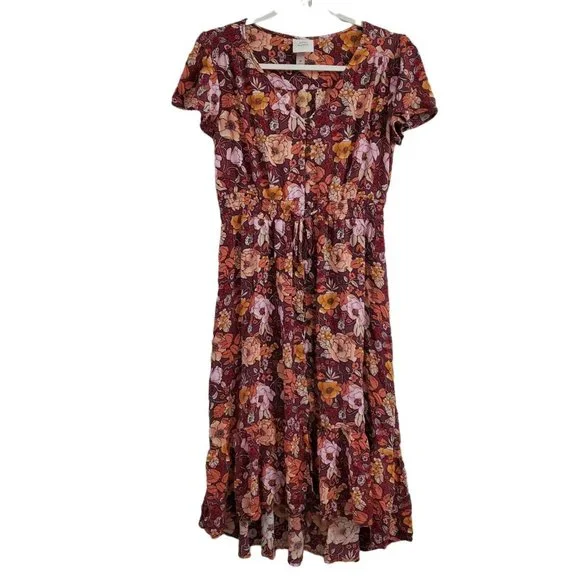 Knox Rose Midi Dress Medium Floral Cottage Core Prairie Tassel Button Front Boho - Picture 1 of 11
